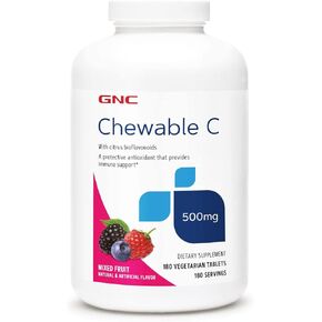 GNC Chewable C 500 MG - فواكه مشكلة قابلة للمضغ - 180 أقراص نباتية in Saudi Arabia
