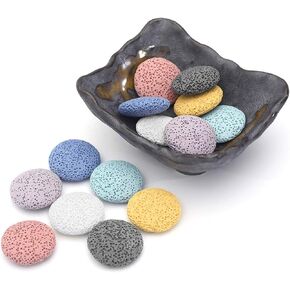 Top Plaza Lava Rock Stone Aromatherapy Essential Oil Diffuser Set Square Ceramic Fragrance Perfume Ware Bowl with 14Pcs Round Shape Lava Stone Beads in Kuwait