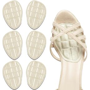 Dr.Foot Ball of Foot Cushions, Metatarsal Pads, Forefoot Pads, Anti Slip Shoe Inserts for Open Toe Shoe, Shoe Pads Heel Pads for Stop Feet from Sliding Forward - 3Pairs (Beige)
