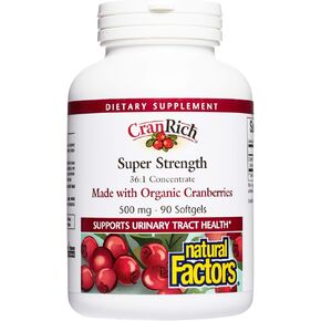 CranRich by Natural Factors, Super Strength Cranberry Concentrate, Antioxidant Supplement for Urinary Tract Support, Non-GMO, 90 softgels (90 servings) in Saudi Arabia