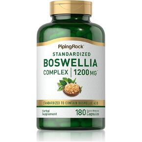 Boswellia Extract Capsules | 1200mg | 180 Capsules | Herbal Supplement | Standardized Complex | Non-GMO, Gluten Free | by Piping Rock in Kuwait