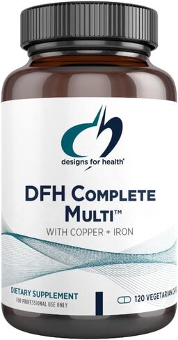 تصميمات للصحة DFH كاملة متعددة مع النحاس + الحديد - فيتامينات متعددة شاملة + مكملات معدنية مع حمض الفوليك، 1000 وحدة دولية فيتامين د، فيتامينات دعم المناعة - فيتامينات متعددة (120 كبسولة) in Saudi Arabia