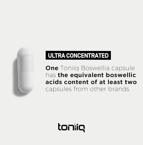 Toniiq Ultra High Strength Boswellia Capsules - 85% Boswellic Acids - Wildcrafted from India - 1000mg Concentrated Extract - Highly Purified and Bioavailable - 120 Veggie Capsules in Saudi Arabia