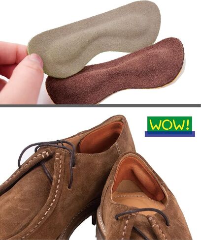 حشوات كعب جلدية للنساء/الرجال، بطانات كعب للاحذية الفضفاضة، بطانات كعب محسنة ملاءمة وراحة للحذاء، (8 ازواج؛ بني + نود) in Kuwait