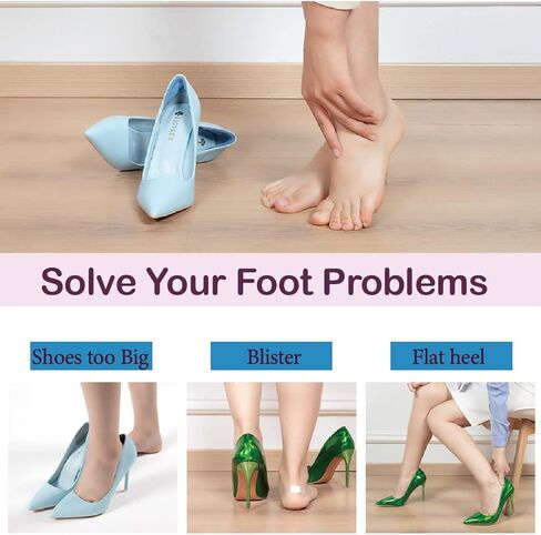 حشوات كعب جلدية للنساء/الرجال، بطانات كعب للاحذية الفضفاضة، بطانات كعب محسنة ملاءمة وراحة للحذاء، (8 ازواج؛ بني + نود) in Kuwait