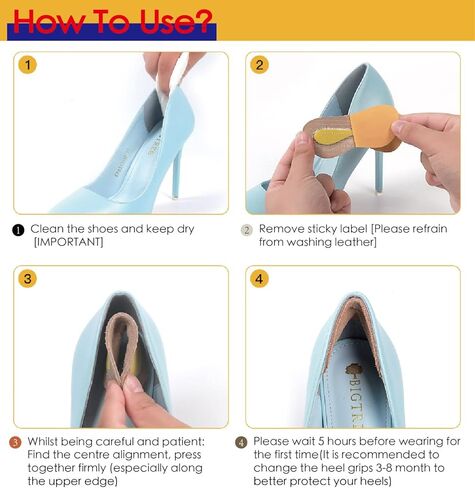 حشوات كعب جلدية للنساء/الرجال، بطانات كعب للاحذية الفضفاضة، بطانات كعب محسنة ملاءمة وراحة للحذاء، (8 ازواج؛ بني + نود) in Kuwait