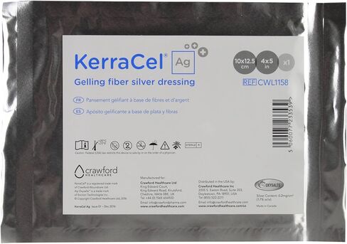 KerraCel Ag 4 × 5 بوصات من ألياف التبلور الفضية (CWL1158) - تمتص وتعزل تصريف الجروح وتقتل البكتيريا، وخطوط دقيقة لسرير الجروح، وتحافظ على مستويات الرطوبة الصحية (1 لكل واحدة) in Saudi Arabia