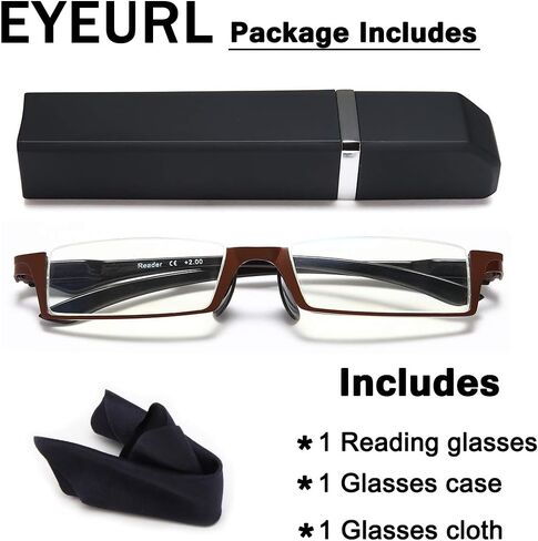 نظارات قراءة نصف إطار من EYEURL للرجال والنساء - زوج واحد من قارئات الكمبيوتر يحجب الضوء الأزرق (أسود، 2.5) in Kuwait