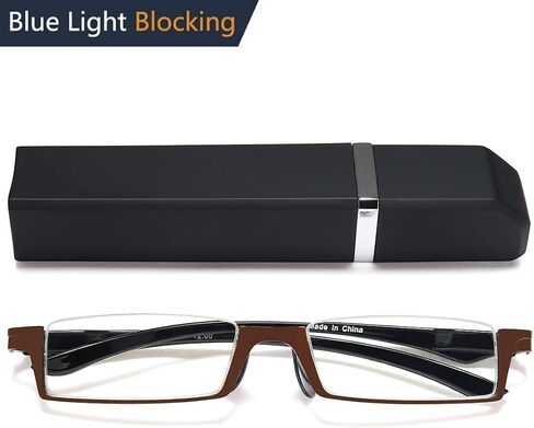 نظارات قراءة نصف إطار من EYEURL للرجال والنساء - زوج واحد من قارئات الكمبيوتر يحجب الضوء الأزرق (أسود، 2.5) in Kuwait
