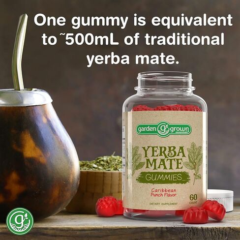 Yerba Mate Gummies 60,000 MG High Potency - Tastier, More Effective Way for Yerba Mate Benefits - All Natural Energy, Power, Focus and Clarity Boosting Supplement - Made in The USA 60 Count in Kuwait