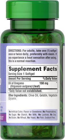 Puritan's Pride Oil of Oregano Extract, Contains Antioxidant Properties*, 150mg Equivalent, 180 Rapid Release Softgels in Saudi Arabia
