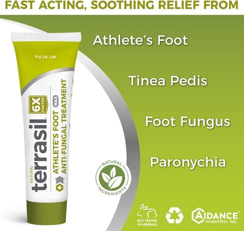 كريم علاج القدم للرياضيين بقوة إضافية بحد أقصى - يقتل فطريات القدم بشكل طبيعي أسرع 6 مرات مع زيت شجرة الشاي وكلوتريمازول من تيراسيل (25 جم) in Kuwait