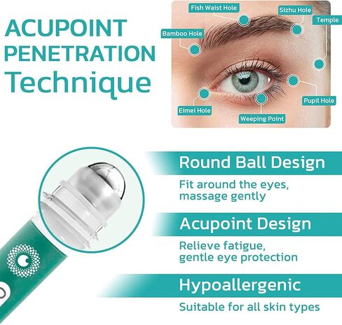 OphthlaMed Vision Enhance Roller, Vision Enhance Massage Roller, Relieve Eye Fatigue Enhance Eye Clarity for Dry Eyes, unclear and Blurred Eyes（2PCS） in Kuwait