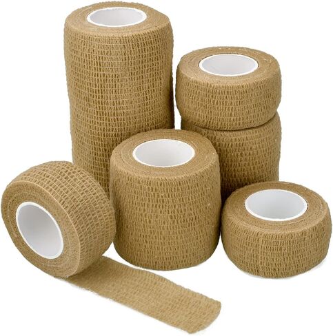 AccEncyc 6 Roll Self Adhesive Bandage Wrap Assortment 1" 2" 4" x 14.7ft Bandage Wrap Rolls Athletic Elastic Stretch Band Cohesive Bandage Wrap Vet Tape Medical Tape in Kuwait