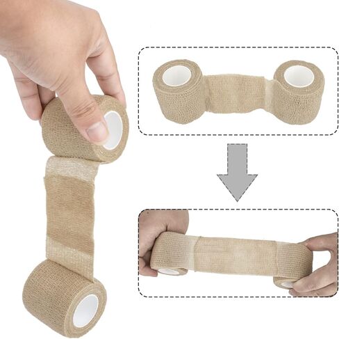 AccEncyc 6 Roll Self Adhesive Bandage Wrap Assortment 1" 2" 4" x 14.7ft Bandage Wrap Rolls Athletic Elastic Stretch Band Cohesive Bandage Wrap Vet Tape Medical Tape in Kuwait