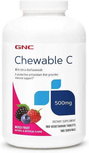 GNC Chewable C 500 MG - فواكه مشكلة قابلة للمضغ - 180 أقراص نباتية in Saudi Arabia
