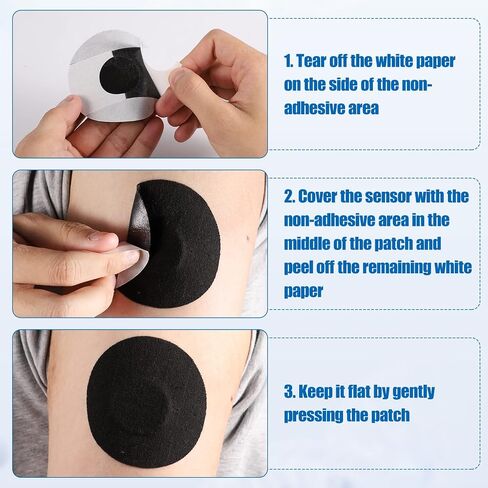 20 قطعة من أغطية أجهزة الاستشعار، رقع لاصقة واقية لجهاز استشعار مقاوم للماء ومسامي لمستشعر Freestyle Libre 2/3 للاستحمام في السباحة (أسود) in Saudi Arabia