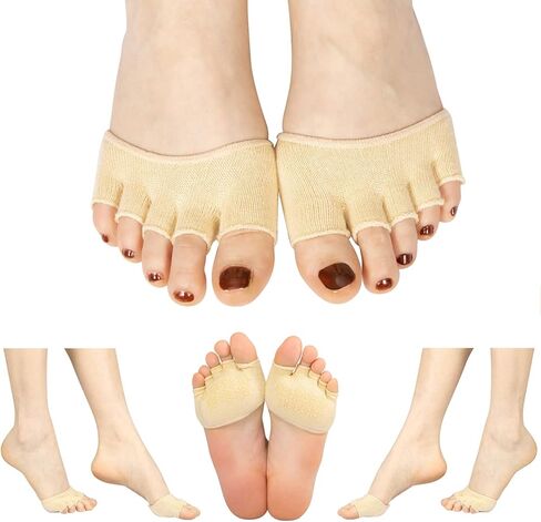 KVMDAZ Metatarsal Pads, Ball of Foot Cushions with Soft Fabric, Toe Separators, Toeless Forefoot Sleeves Pads for Metatarsalgia, Mortons Neuroma, Calluses, Blisters, Corn, Foot Pain Relief (1 Pair) in Kuwait
