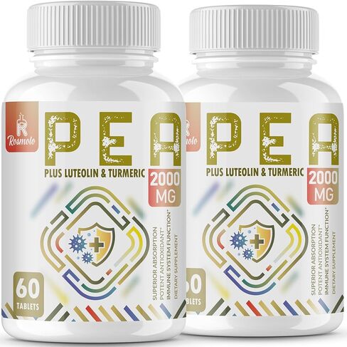 Rosmolo 2000MG Pea Complex مع اللوتيولين والكركم، عالي الامتصاص، مكمل بالميتويل إيثانولاميد ميكرون لإدارة الانزعاج - 120 قرصًا in Kuwait