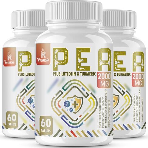 Rosmolo 2000MG Pea Complex مع اللوتيولين والكركم، عالي الامتصاص، مكمل بالميتويل إيثانولاميد ميكرون لإدارة الانزعاج - 120 قرصًا in Kuwait