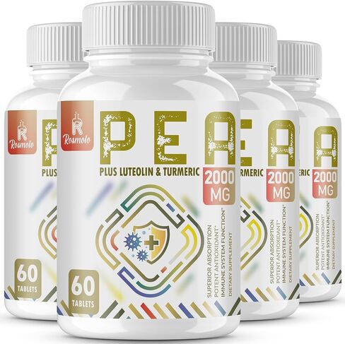 Rosmolo 2000MG Pea Complex مع اللوتيولين والكركم، عالي الامتصاص، مكمل بالميتويل إيثانولاميد ميكرون لإدارة الانزعاج - 120 قرصًا in Kuwait