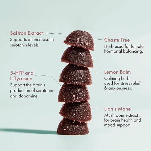 WINGED Happy Her Mood Gummies | Happy Mind & Positive Feelings | Clinically-studied Saffron Extract, Lion’s Mane, Lemon Balm, Vitamin D, L-Tyrosine & Chaste Tree Extracts | Cherry Berry Flavor (42ct) in Saudi Arabia