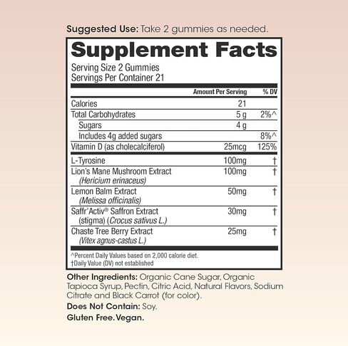 WINGED Happy Her Mood Gummies | Happy Mind & Positive Feelings | Clinically-studied Saffron Extract, Lion’s Mane, Lemon Balm, Vitamin D, L-Tyrosine & Chaste Tree Extracts | Cherry Berry Flavor (42ct) in Saudi Arabia