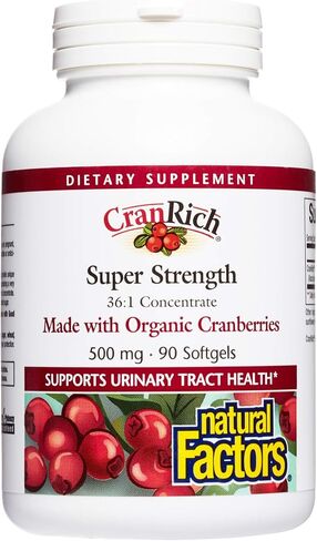 CranRich by Natural Factors, Super Strength Cranberry Concentrate, Antioxidant Supplement for Urinary Tract Support, Non-GMO, 90 softgels (90 servings) in Saudi Arabia