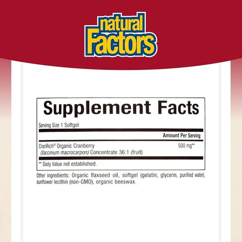 CranRich by Natural Factors, Super Strength Cranberry Concentrate, Antioxidant Supplement for Urinary Tract Support, Non-GMO, 90 softgels (90 servings) in Saudi Arabia