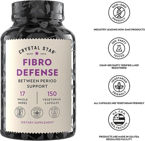 Crystal Star Fibro Defense, 60 Capsules, Black Cohosh, Breast & uterine health between periods, Gluten Free, Non-GMO in Kuwait