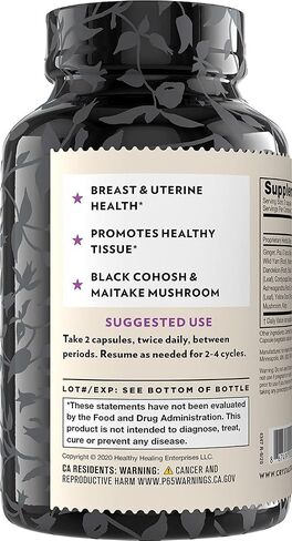 Crystal Star Fibro Defense, 60 Capsules, Black Cohosh, Breast & uterine health between periods, Gluten Free, Non-GMO in Kuwait