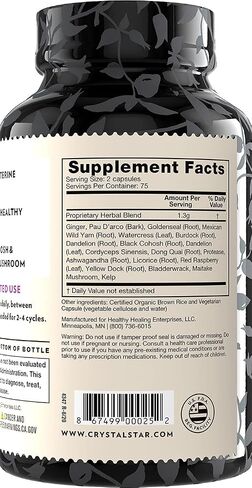 Crystal Star Fibro Defense, 60 Capsules, Black Cohosh, Breast & uterine health between periods, Gluten Free, Non-GMO in Kuwait