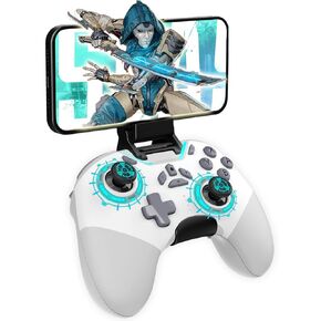 aghi Bluetooth Game Controller with Hall Joysticks and Phone Clip | Wireless Gamepad for Switch/PC/iPhone iOS/Android/TV/Steam with Lock Speed, Macro, 6-Axis Gyro, HD Rumble, Turbo,Silver Black in Saudi Arabia