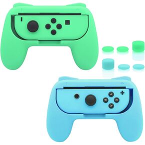 FASTSNAIL Switch Controller Grips for Nintendo Switch/OLED for JoyCons | Wear-Resistant Switch Controllers Holder Handle Kit, Ergonomic Design, 6 Non-Slip Thumb Grip Caps for Joycon 1, Blue & Red in Saudi Arabia