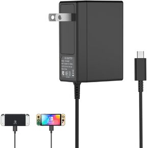 VGAME Switch Charger for Nintendo Switch/Switch OLED/Switch Lite - Fully Charged AC Power Supply Within 2.5H with 5FT USB C Cable, Compatible Android Phone and Switch Dock (Black) in Saudi Arabia
