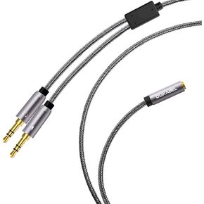 Gold-Plated & Strong Braided Y Splitter Audio Cable - Separate Microphone & Headphone Port Gaming Headset Earphone Adapter - TopSeries (12inch / 30cm) | 24K Gold-Plated, Double Shielding, Connect a TRRS Headset or Mic to Computers with 2 separate micropho in Saudi Arabia