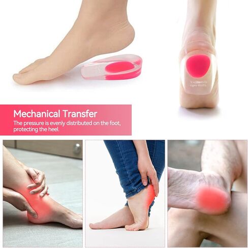 2 Pairs Women Gel Heel Cups, Soft Elastic Massage Heel Cushion Foot Pain Relief for Plantar Fasciitis Bone Spur Achilles Pain, 4.1 x 2.4 x 0.9in in Saudi Arabia