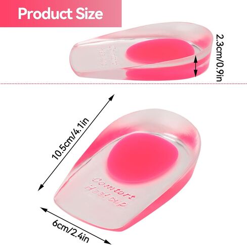 2 Pairs Women Gel Heel Cups, Soft Elastic Massage Heel Cushion Foot Pain Relief for Plantar Fasciitis Bone Spur Achilles Pain, 4.1 x 2.4 x 0.9in in Saudi Arabia