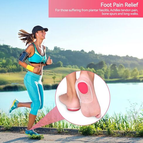 2 Pairs Women Gel Heel Cups, Soft Elastic Massage Heel Cushion Foot Pain Relief for Plantar Fasciitis Bone Spur Achilles Pain, 4.1 x 2.4 x 0.9in in Saudi Arabia