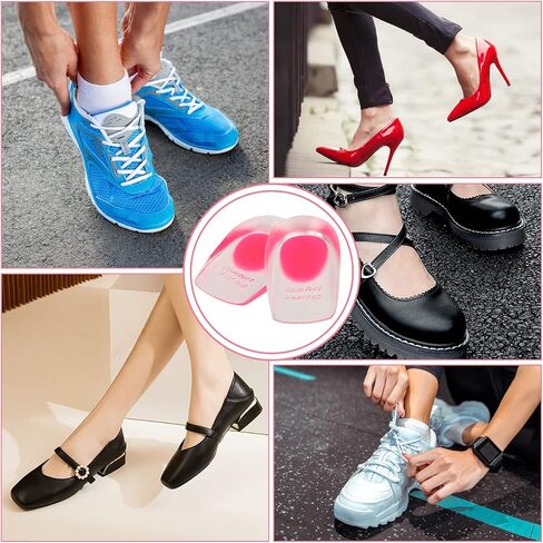 2 Pairs Women Gel Heel Cups, Soft Elastic Massage Heel Cushion Foot Pain Relief for Plantar Fasciitis Bone Spur Achilles Pain, 4.1 x 2.4 x 0.9in in Saudi Arabia