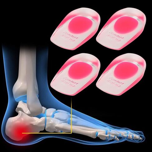 2 Pairs Women Gel Heel Cups, Soft Elastic Massage Heel Cushion Foot Pain Relief for Plantar Fasciitis Bone Spur Achilles Pain, 4.1 x 2.4 x 0.9in in Saudi Arabia