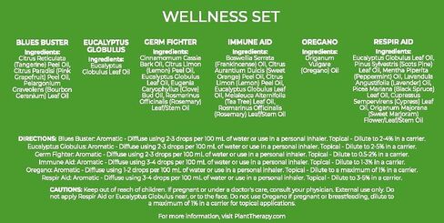Plant Therapy Wellness Essential Oil Gift Set 10 mL (1/3 oz) Each Set Includes: Germ Fighter, Immune-Aid, Respir-Aid, Blues Buster, Eucalyptus and Oregano in Saudi Arabia