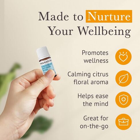 Pranarom - Aromacalm Stress Relief Diffusion Blend (5ml) - Orange, Bergamot, Lavender, Ylang Ylang - Essential Oil for Stress Relief & Mental Wellness | USDA and ECOCERT Certified Organic in Kuwait