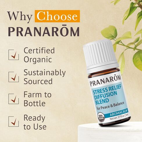 Pranarom - Aromacalm Stress Relief Diffusion Blend (5ml) - Orange, Bergamot, Lavender, Ylang Ylang - Essential Oil for Stress Relief & Mental Wellness | USDA and ECOCERT Certified Organic in Kuwait