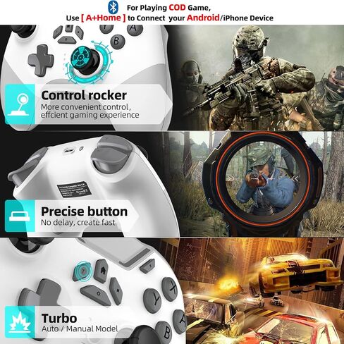 aghi Hall Effect Wireless Gaming Controller with Phone Clip | for iPhone/Android/PC/Steam/TV/Switch/Switch 2 with Hall Joysticks, Lock Speed, Macro, 6-Axis Gyro, Vibration, Turbo, Pink in Kuwait