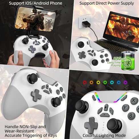 aghi Hall Effect Wireless Gaming Controller with Phone Clip | for iPhone/Android/PC/Steam/TV/Switch/Switch 2 with Hall Joysticks, Lock Speed, Macro, 6-Axis Gyro, Vibration, Turbo, Pink in Kuwait