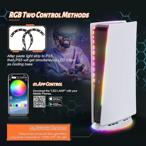 حامل مروحة تبريد PS5 مع ضوء RGB لإصدار القرص الرقمي PS5، محطتي تبريد قابلتين للتعديل لوحدة التحكم Playstation 5، مبرد مضيف PS5 مع قاعدة تبريد شريط إضاءة LED، ملحقات PS5 in Kuwait