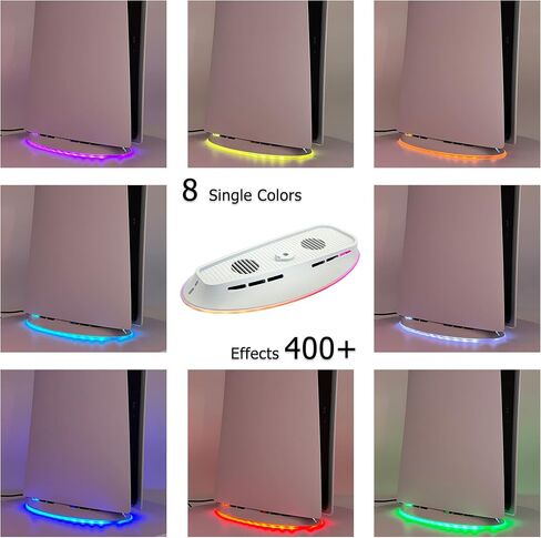 Dobewingdelou Cooling Fan Stand with RGB Light for PS5 2 Speed Fans Lights Up Cooling Station with IR Remote APP Smart Control DIY Decoration Game Console Cool Fan Accessories for PS 5 White in Saudi Arabia