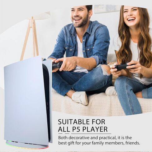 Dobewingdelou Cooling Fan Stand with RGB Light for PS5 2 Speed Fans Lights Up Cooling Station with IR Remote APP Smart Control DIY Decoration Game Console Cool Fan Accessories for PS 5 White in Saudi Arabia