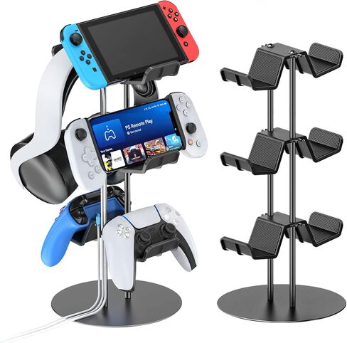 Kytok Controller Stand 4 Tiers with Cable Organizer for Desk, Universal Controller Display Stand Compatible with Xbox PS5 PS4 Nintendo Switch, Headset Holder & Desk Mounts for 8 Packs Controller in Saudi Arabia
